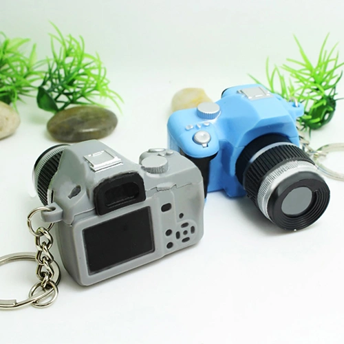 Cute Mini Digital Single Lens Reflex DSLR Camera Style LED Flash Light Keychain