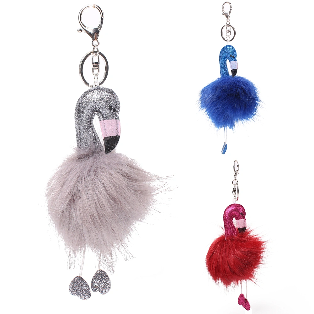Cute Flamingo Plush Pendant Keychain Car Key Ring Holder Bag Charm Gift