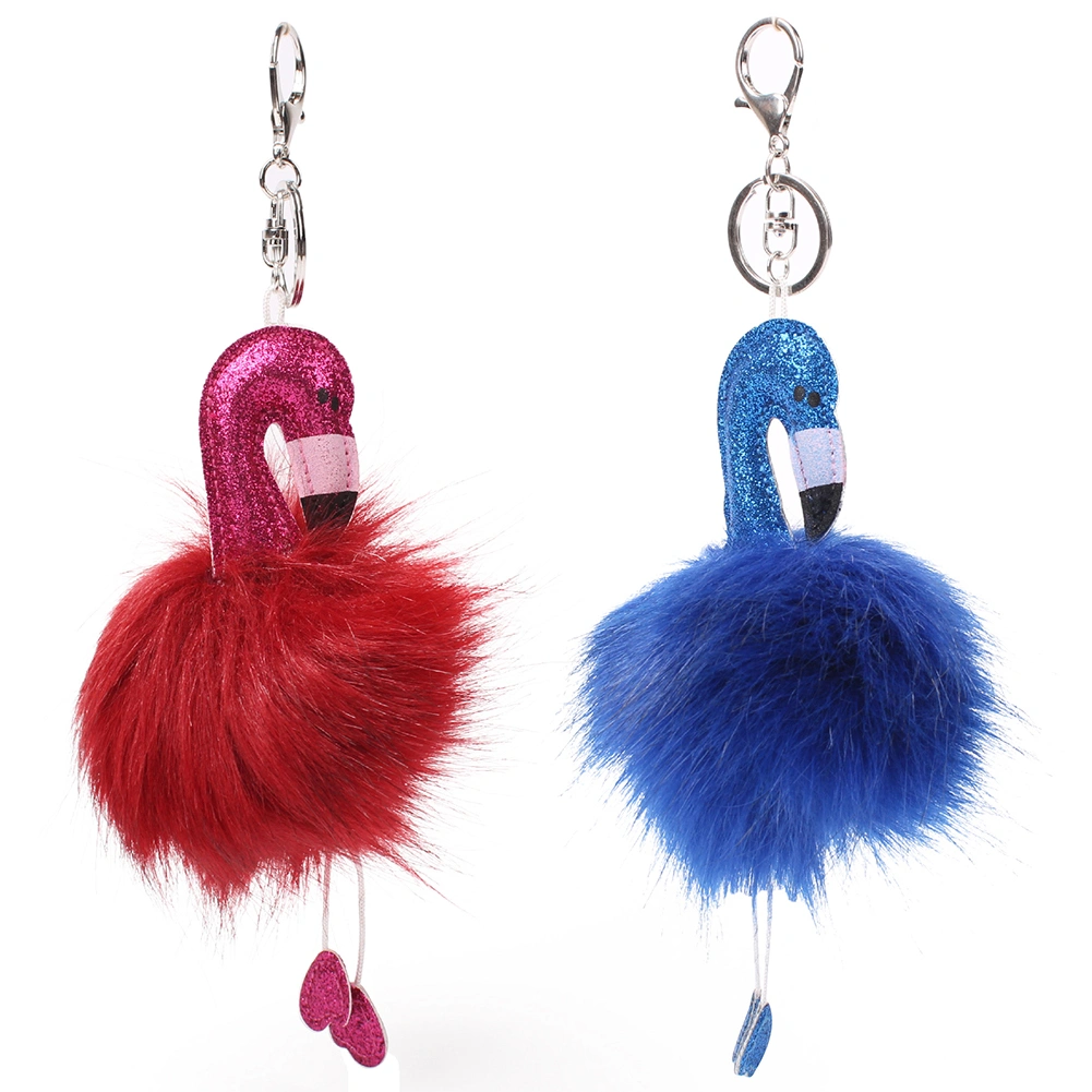 Cute Flamingo Plush Pendant Keychain Car Key Ring Holder Bag Charm Gift