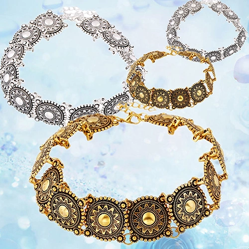 Vintage Women Lady Carved Alloy Choker Collar Bib Punk Necklace Jewelry