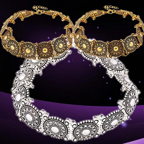 Vintage Women Lady Carved Alloy Choker Collar Bib Punk Necklace Jewelry