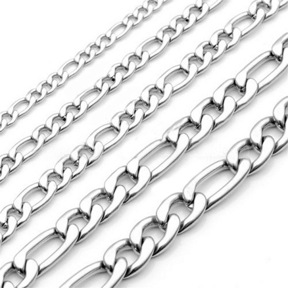 3mm-7mm Men Fashion Stainless Steel Band Figaro Chain Necklace 18Inch - 26Inch