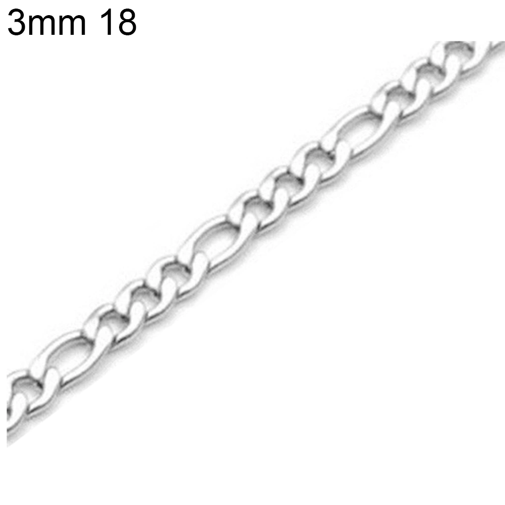 3mm-7mm Men Fashion Stainless Steel Band Figaro Chain Necklace 18Inch - 26Inch