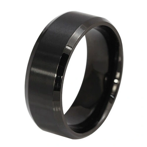 Fashion 8MM Titanium Steel Band Ring Men Wedding  Engagement Jewelry Black