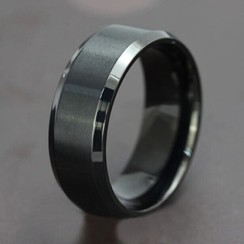 Fashion 8MM Titanium Steel Band Ring Men Wedding  Engagement Jewelry Black