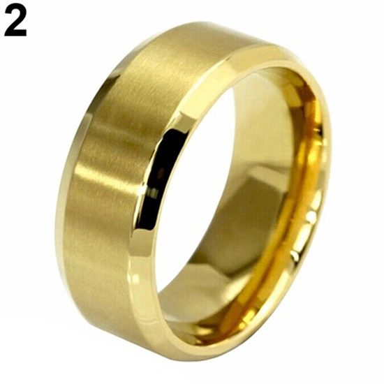 Men's Women's 8mm Wide Band 18K Gold Plated Titanium Steel Ring Jewelry US 5-14