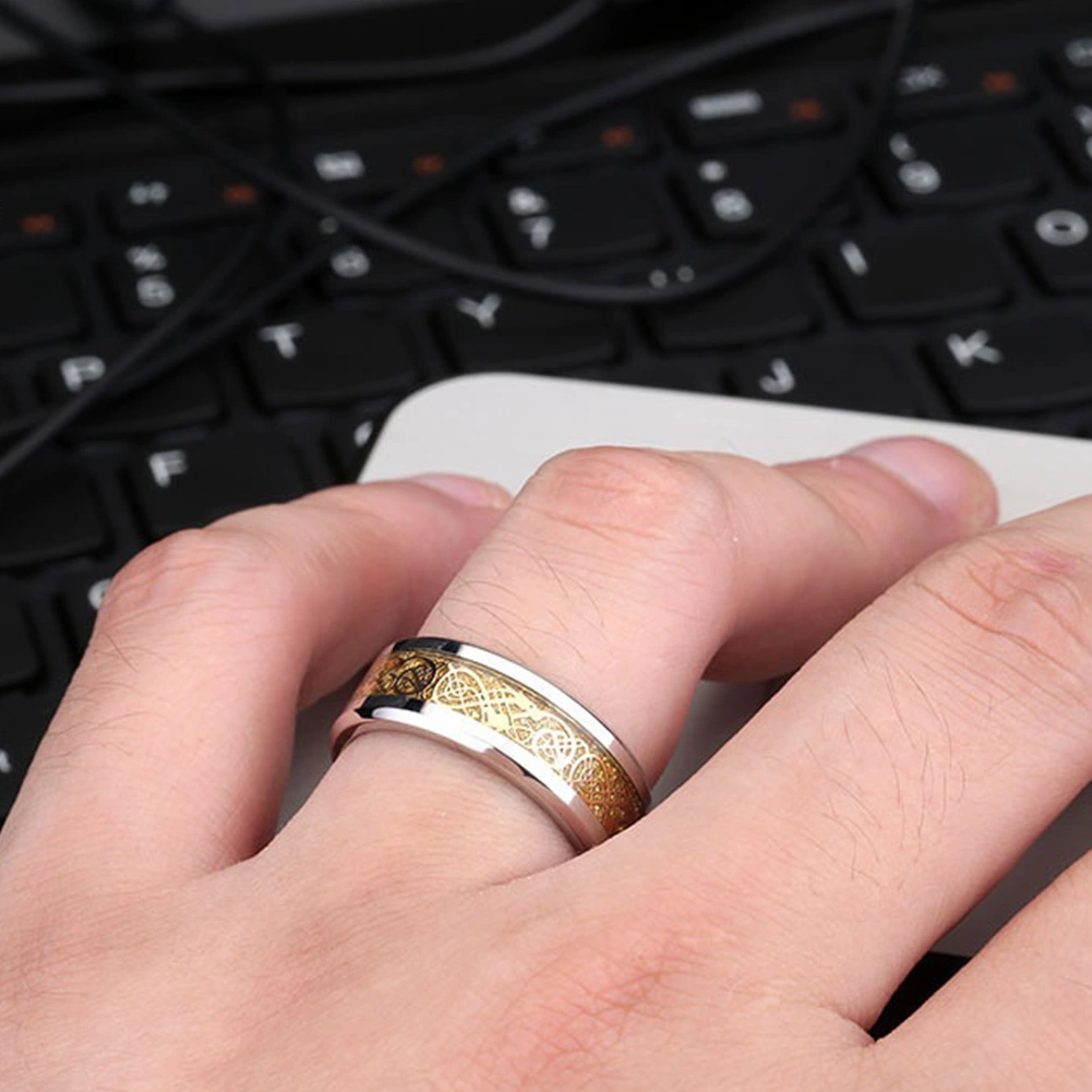 Stylish Men Titanium Steel Smooth Surface Wedding Band Finger Ring Jewelry Gift