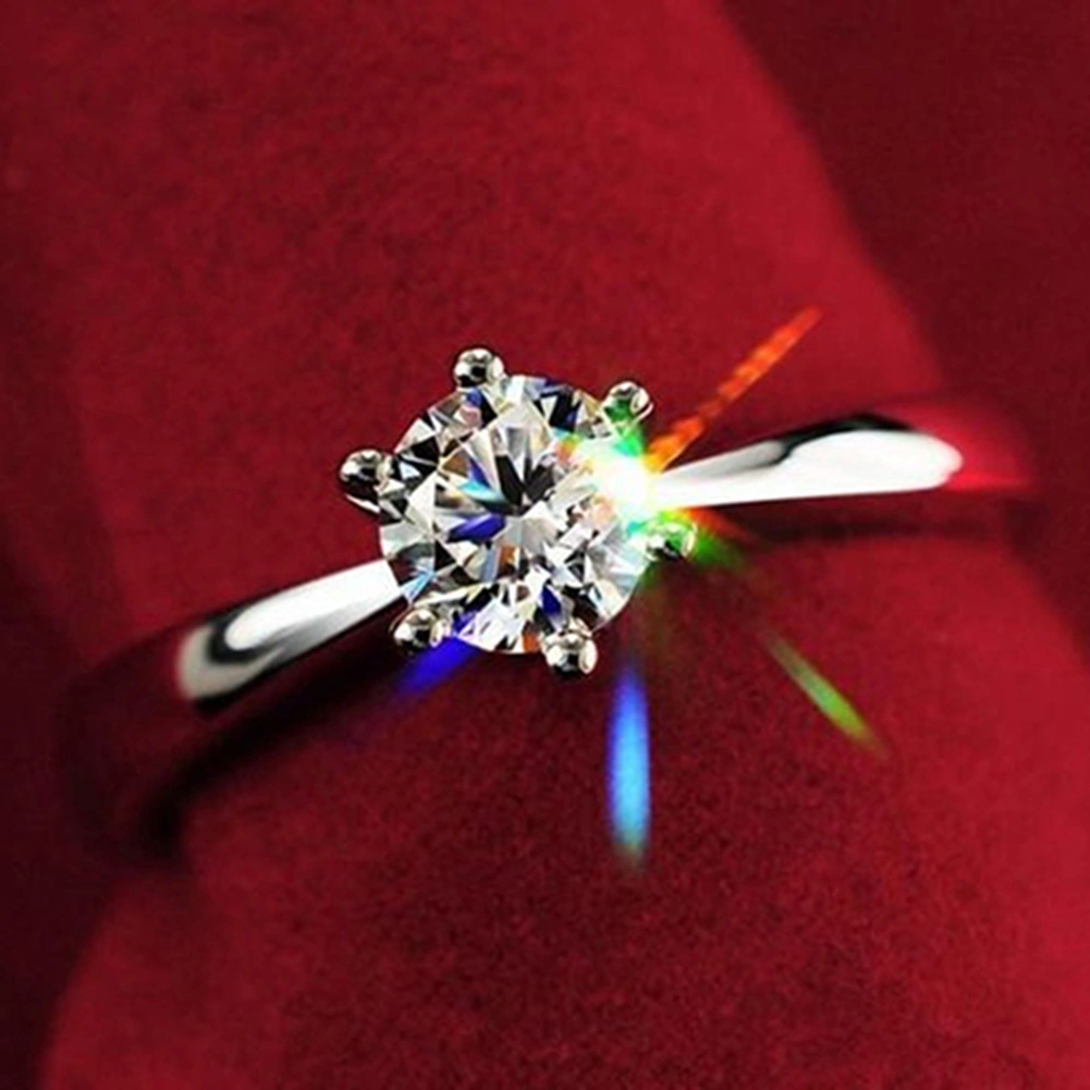 Women Clear Zircon Inlaid Wedding Bridal Engagement Party Jewelry Ring Size 6-9