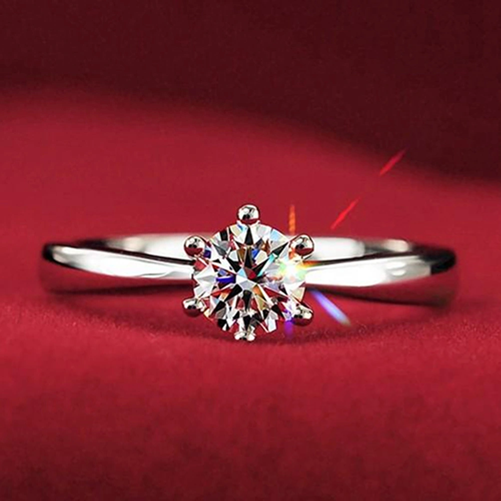 Women Clear Zircon Inlaid Wedding Bridal Engagement Party Jewelry Ring Size 6-9