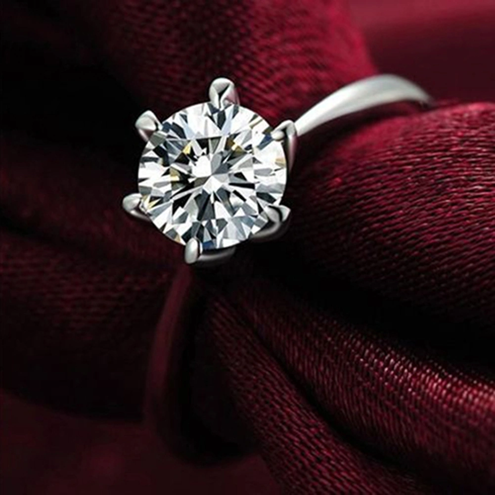 Women Clear Zircon Inlaid Wedding Bridal Engagement Party Jewelry Ring Size 6-9
