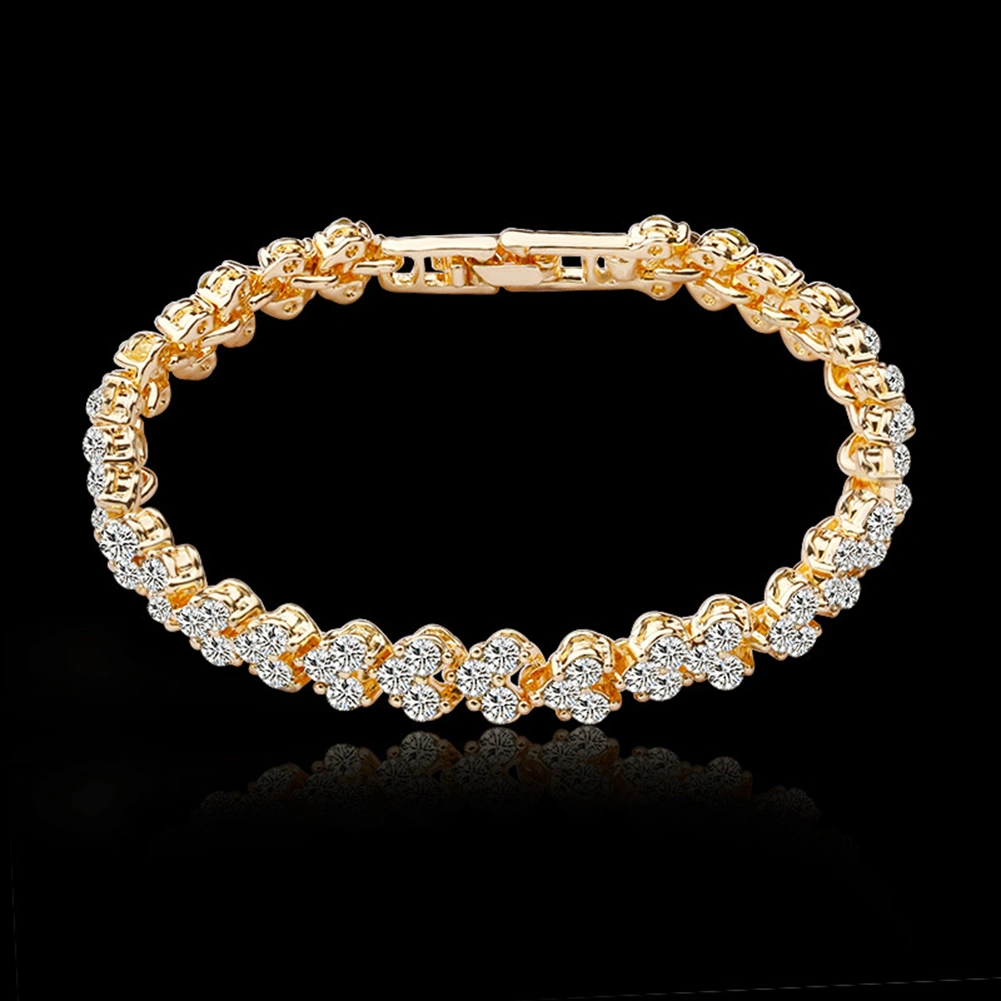 Women Fashion Full Cubic Zirconia Inlaid Bracelet Bangle Party Jewelry Gift