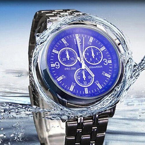 Men Fashion Stainless Steel Glow in The Dark Pointer Blue Ray Glass Wrist Watch