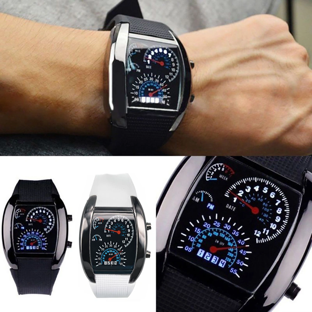 Fashion Men Women LED Digital Dashboard Pattern Dial Sport Wrist Watch Gift