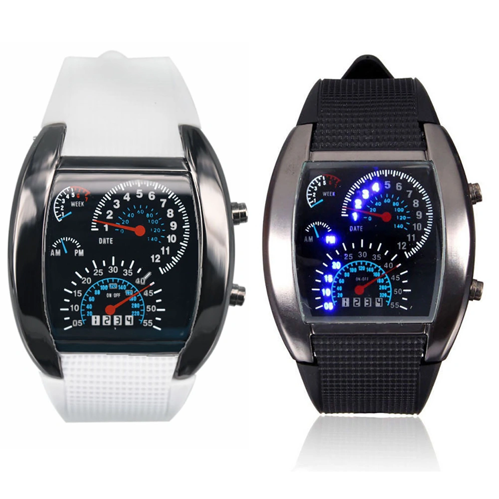 Fashion Men Women LED Digital Dashboard Pattern Dial Sport Wrist Watch Gift