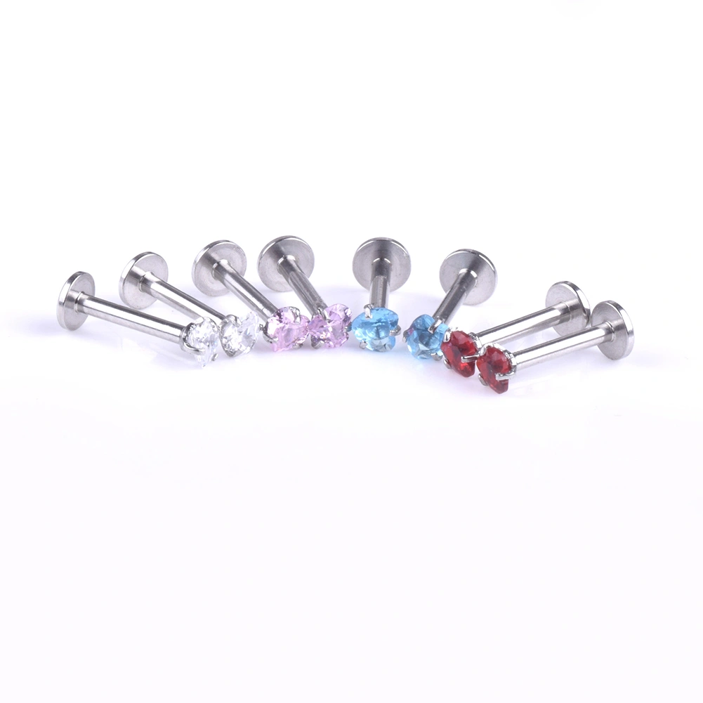 1Pair Cubic Zircon Heart Pattern Lip Nose Ear Studs Fashion Women Jewelry Gift