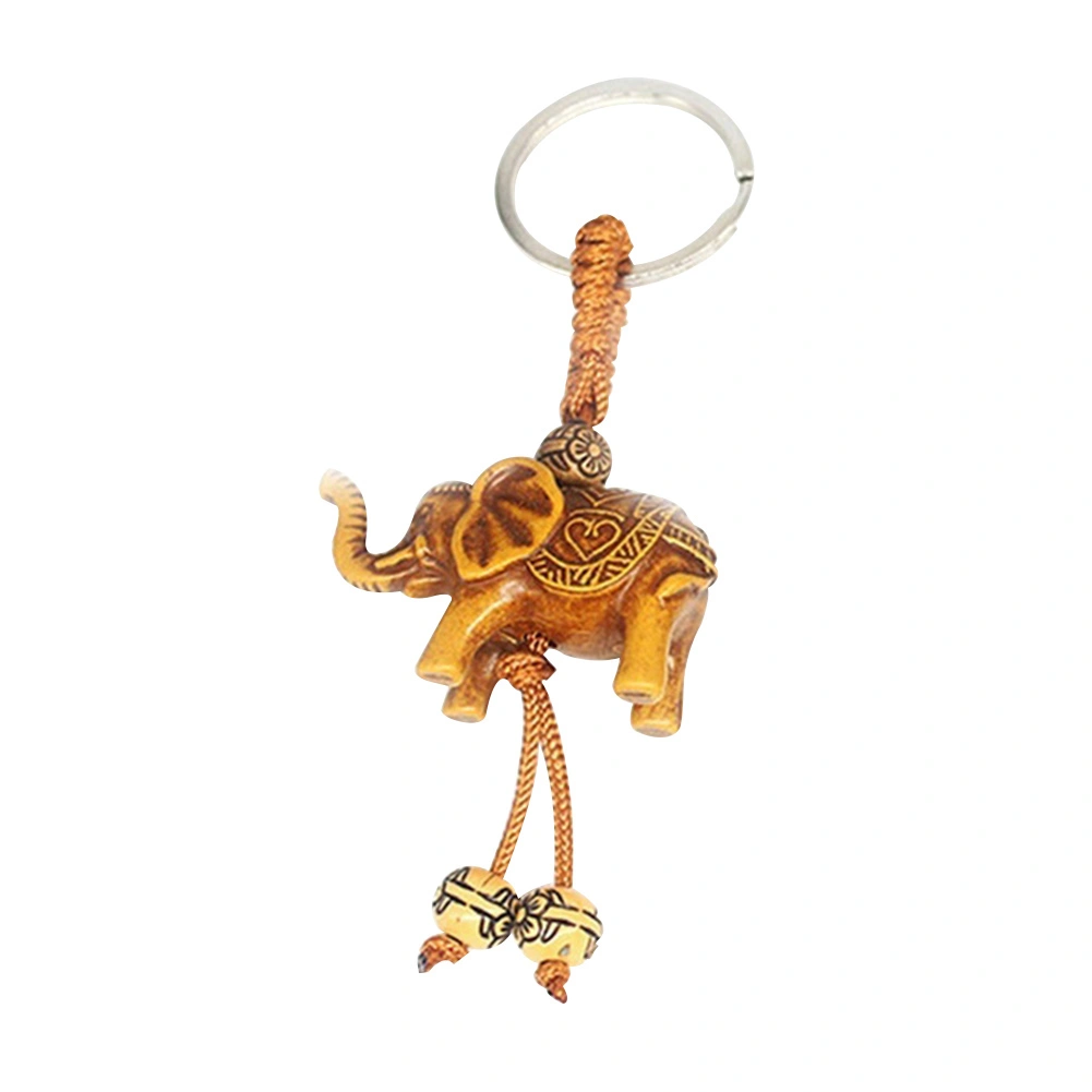 2Pcs Elephant Carving Lucky Pendant Keychain Key Ring Evil Defends Decor Gift