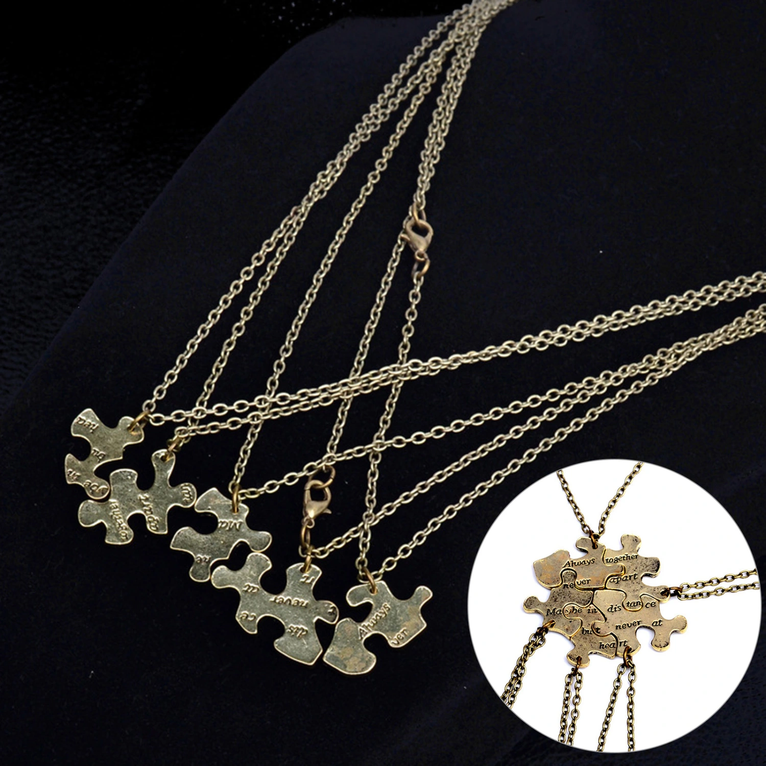 5Pcs Letter Print Chain Friendship Necklaces Gift Always Together Puzzle Best Friends Necklaces Jewelry Accessory