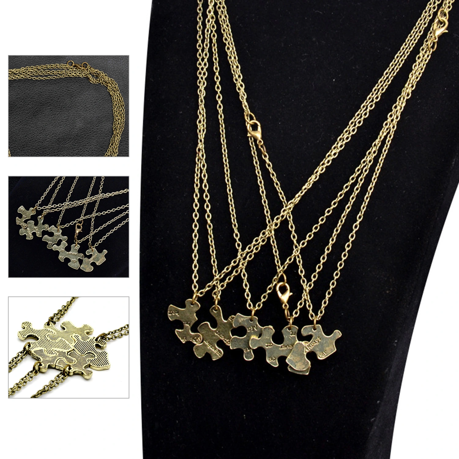 5Pcs Letter Print Chain Friendship Necklaces Gift Always Together Puzzle Best Friends Necklaces Jewelry Accessory