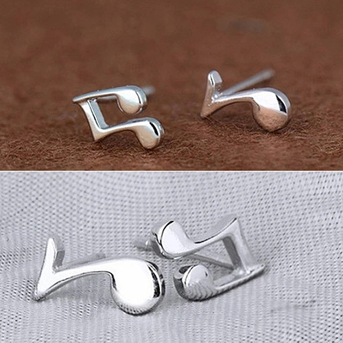 Women Tiny Asymmetry Musical Note Ear Stud Earrings Jewelry Charms Gift