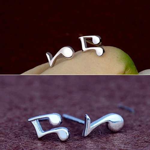 Women Tiny Asymmetry Musical Note Ear Stud Earrings Jewelry Charms Gift