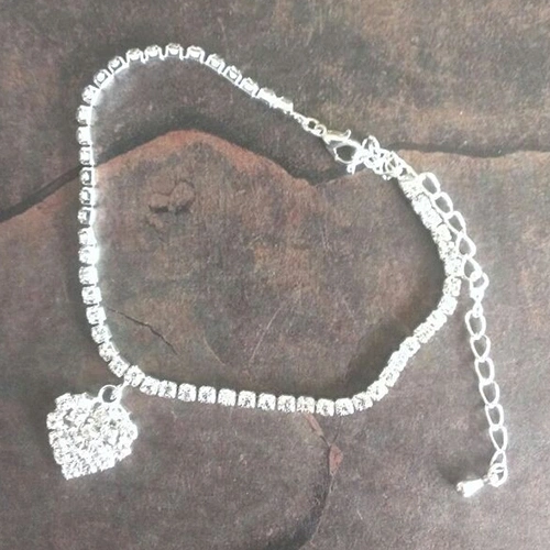 Lady Love Heart Rhinestone Ankle Bracelet Sandal Beach Foot Chain Anklet Jewelry