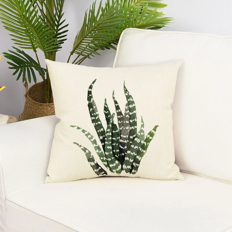 Green Small Leaf Plant Pillow Cover