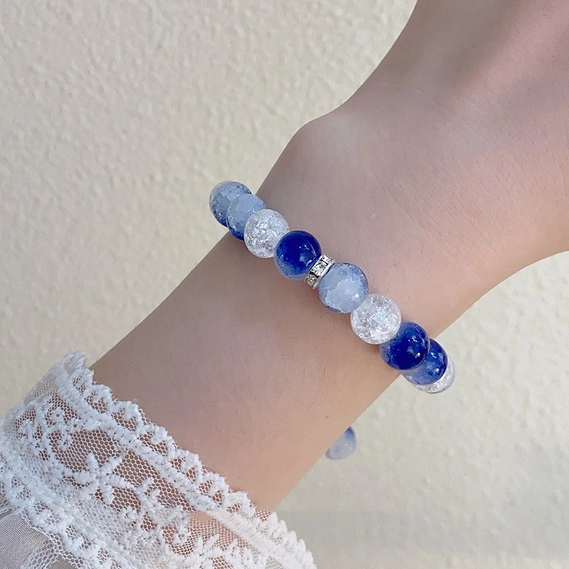 Blue Cracked Cystal Beaded Starry Sky Bracelet