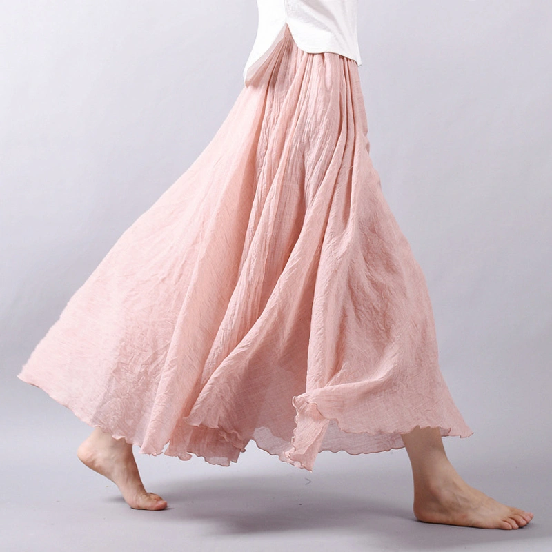 Women's Fashion Literary Vintage Cotton Linen Half-body Skirt