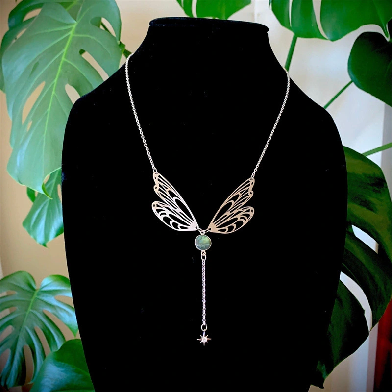 Butterfly Wings Long Necklace Ins Style European And American Ornament Design Simple Choker Clavicle Chain