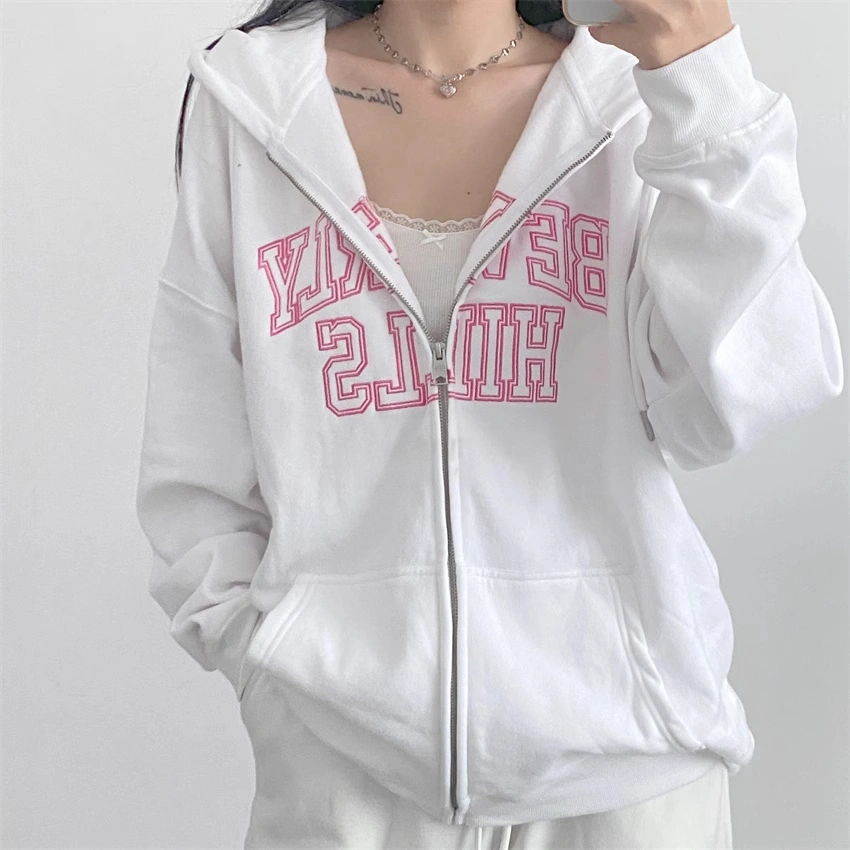 White Zipper Hoodie
