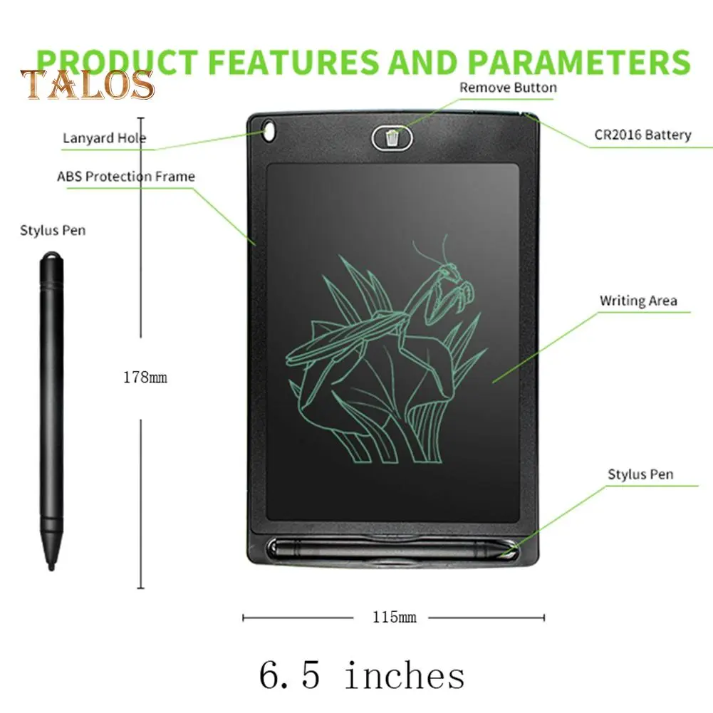T-Elecs 6.5 Inch LCD Handwriting Board Kids Drawing Plate Graffiti Electric Tablet Gift