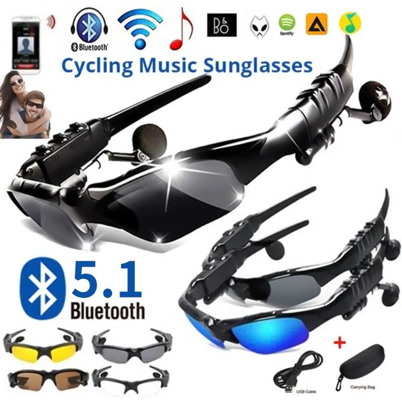 Bluetooth Sunglasses Wireless Sports Earphones Stereo Hands-Free Headphones Music Player Smart Glasses Bluetooth5.1 Headset