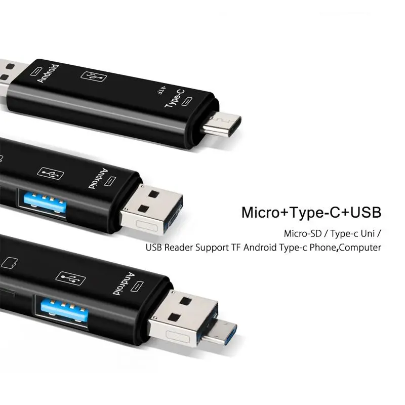 5 In 1 Multifunction Usb 3.0 Type C/Usb /Micro Usb/Tf Memory Card Reader OTG Card Reader Adapter