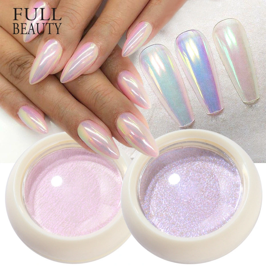 2g Mirror Effect Nail Aurora Powder Persistent with Brush Solid Chrome Manicure Art Decorations