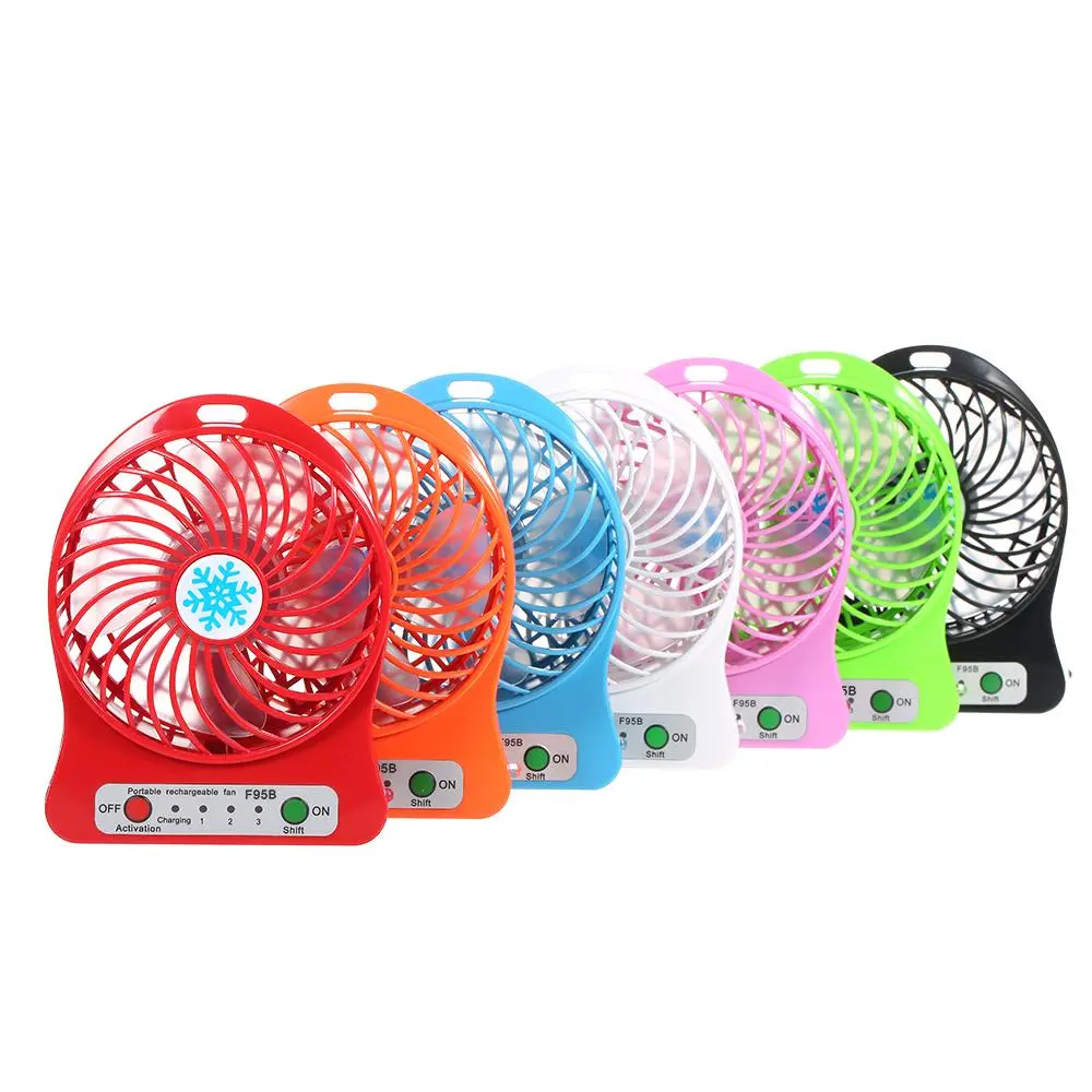 Portable Rechargeable LED Light Fan Mini Desk USB Charging Air Cooler 3 Mode Speed Regulation