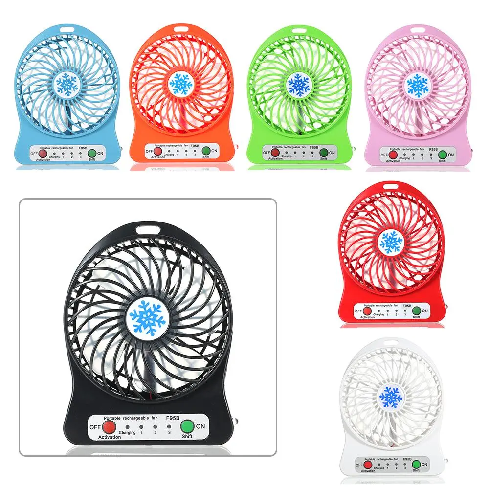 Portable Rechargeable LED Light Fan Mini Desk USB Charging Air Cooler 3 Mode Speed Regulation