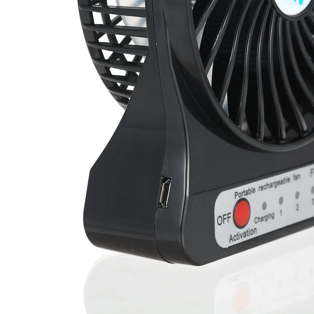Portable Rechargeable LED Light Fan Mini Desk USB Charging Air Cooler 3 Mode Speed Regulation