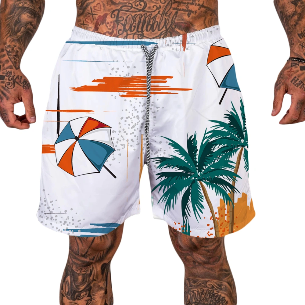 Men Hawaiian Shorts Tropical Print Loose Casual Drawstring Beach Cargo Shorts for Workout Streetwear Summer Clothes