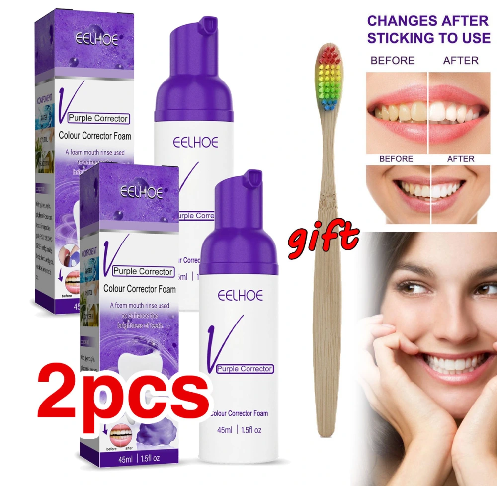 2Pcs Oral Care Purple Tooth Whitening,Stain  Removal