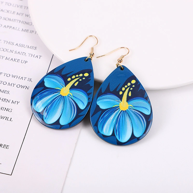 Vintage Drop-shaped Flower Acrylic Earrings