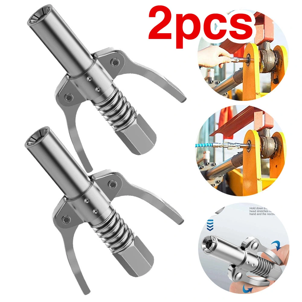 2Pcs Handle Injection Steel Grease Coupler