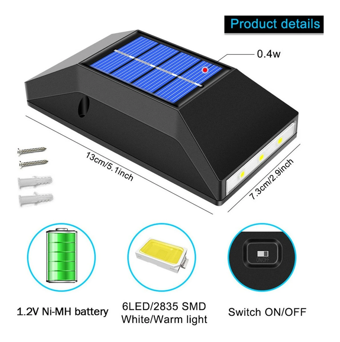 2 Piece Solar Lights Outdoor Garden Wall Lights