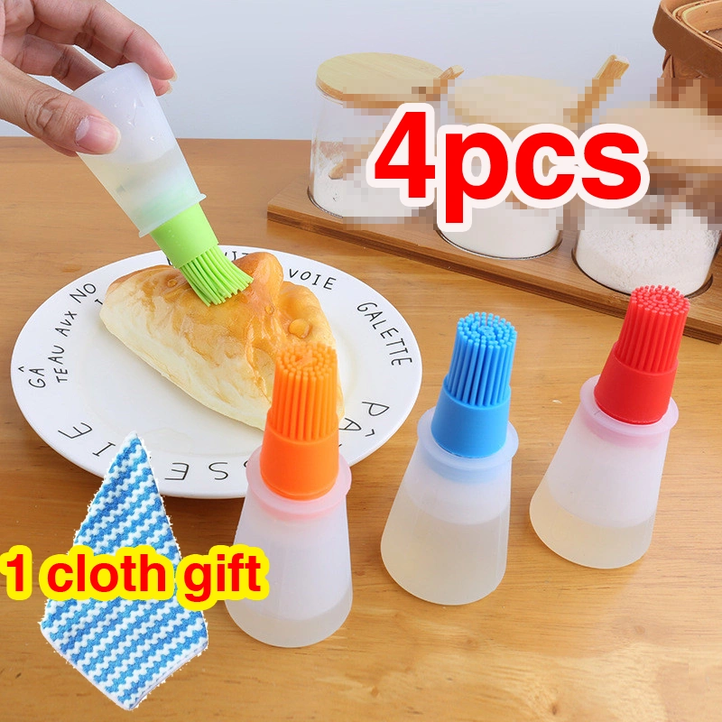 4 Portable Oil Bottle Barbecue Brush Silicone