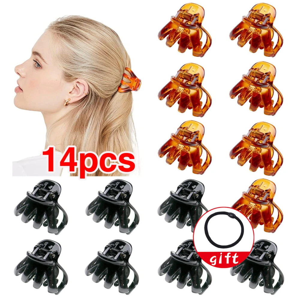 14 Pcs Girls Octopus Mini Hair Clips for Fine Hair Plastic