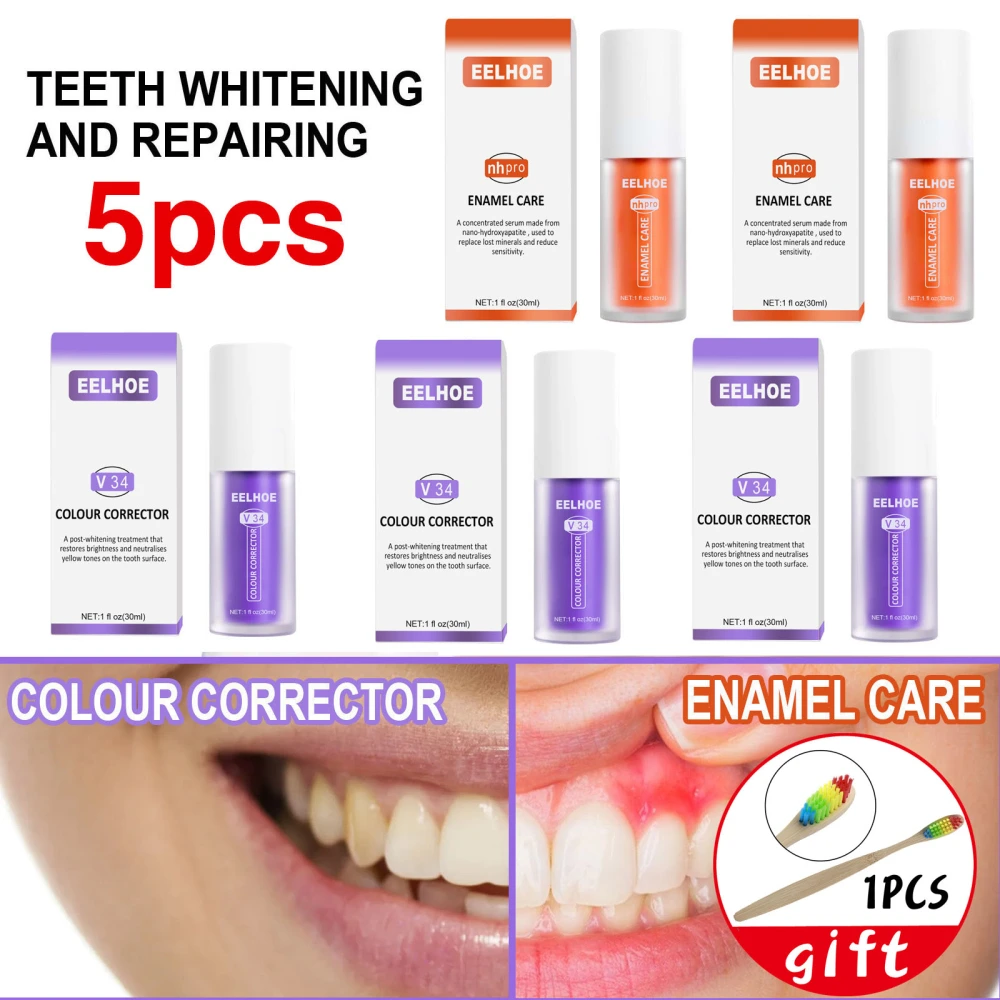 5Pcs Purple Toothpaste Whitening Foam Stain Removal