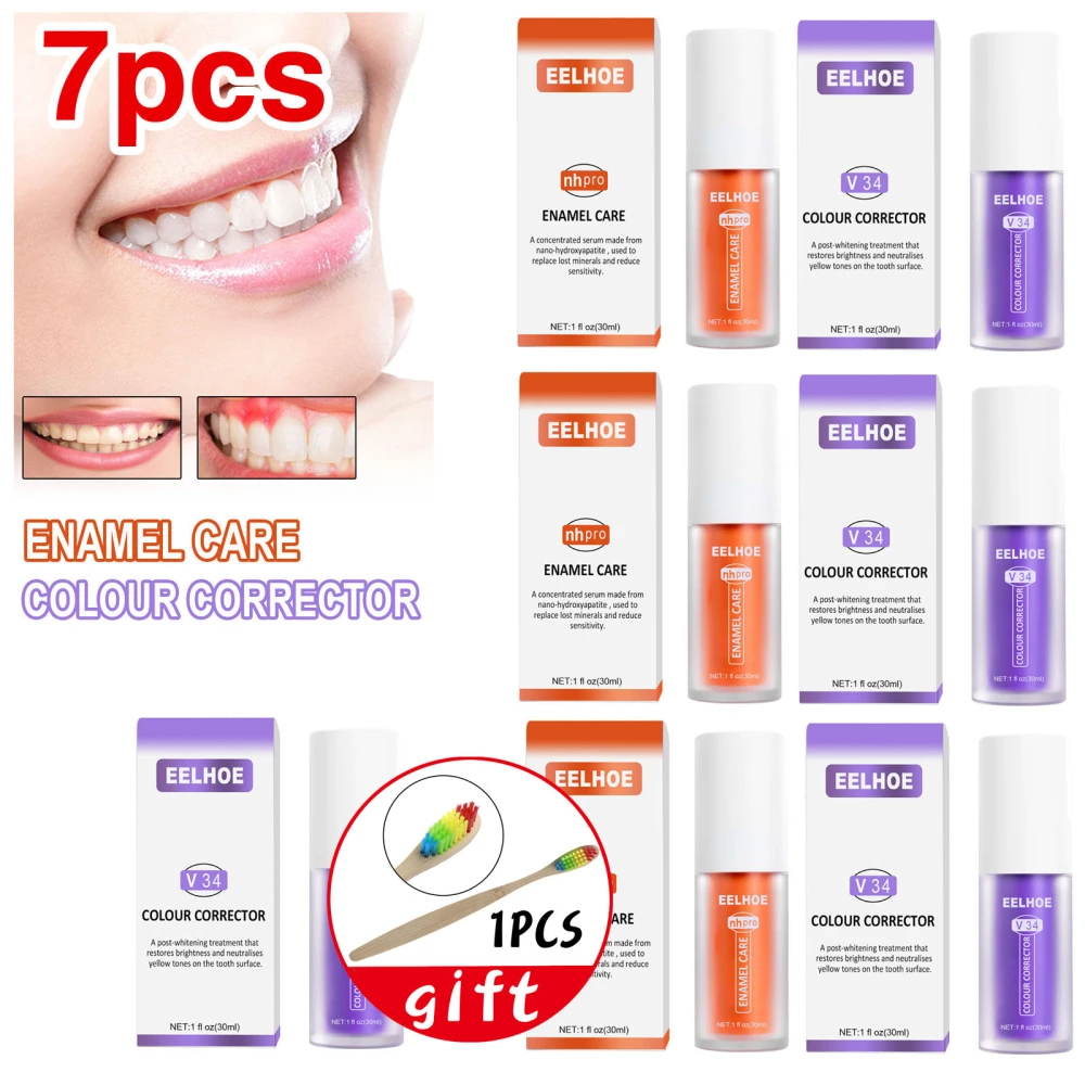 7Pcs Purple Toothpaste, Tooth Stain Removal