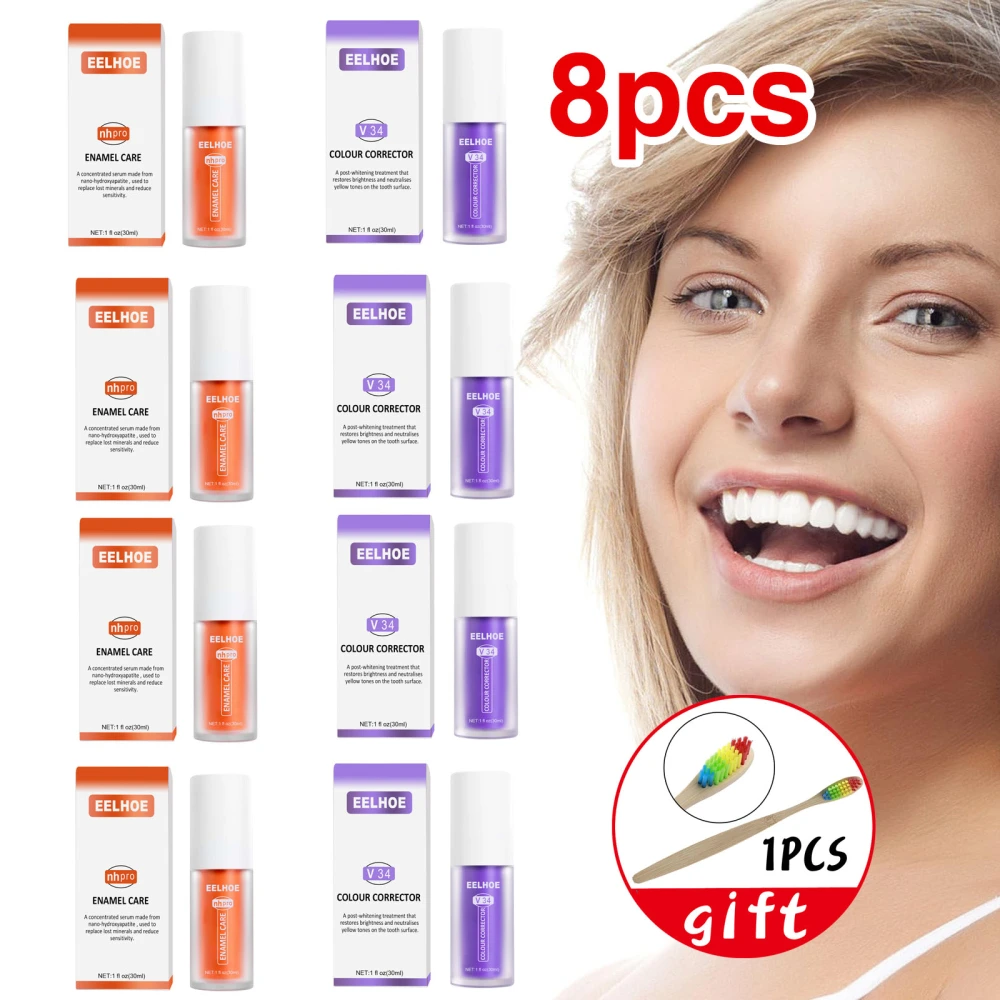 8Pcs V34 Purple Corrector Toothpaste,Color Corrector