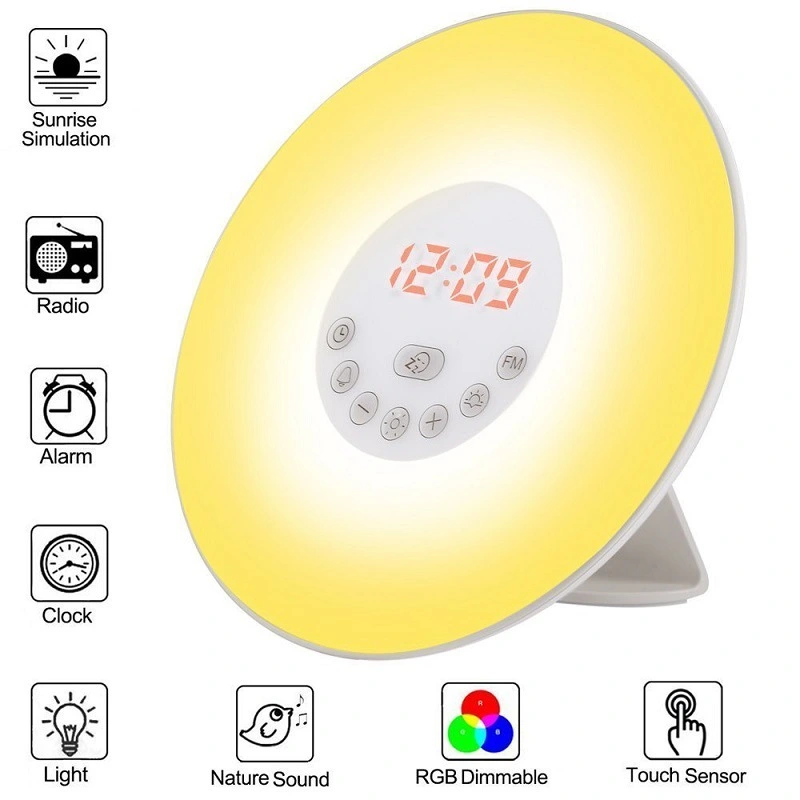 Sunrise Wake-up Light Clock Alarm Clock Wake-up Light Simulation Sunlight Wake-up Light LED Small Night Lamp Bedside Lamp