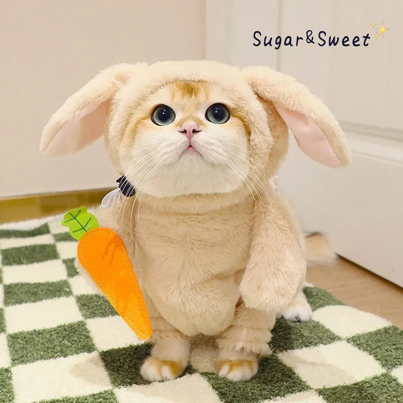 Cat Costume Rabbit Pet Leash Carrot Funny