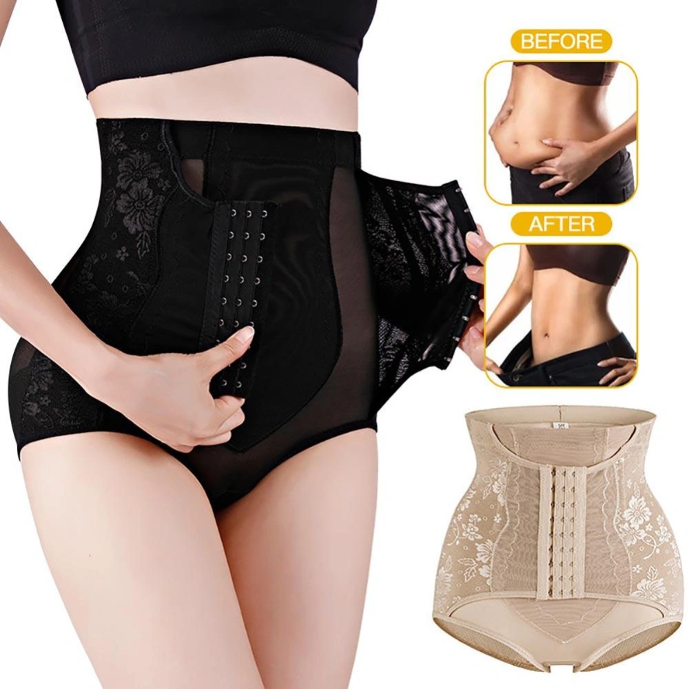 Women High Waisted Double Flat Tummy Control Panty Slim Body Shaper Waist Trainer Shorts Butt Lifter Shapewear Breathable